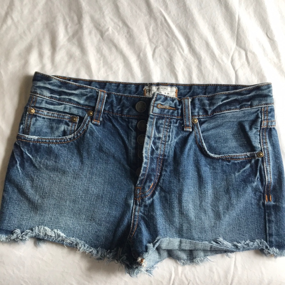 Free People Button Up Jean Shorts